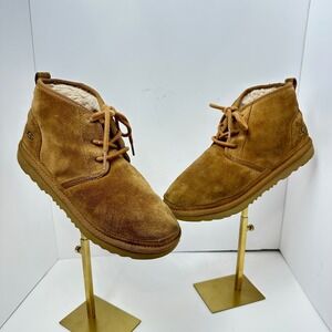 UGG Neumel Suede Lace Up Chukka Boots Chestnut Brown Women Ankle Booties